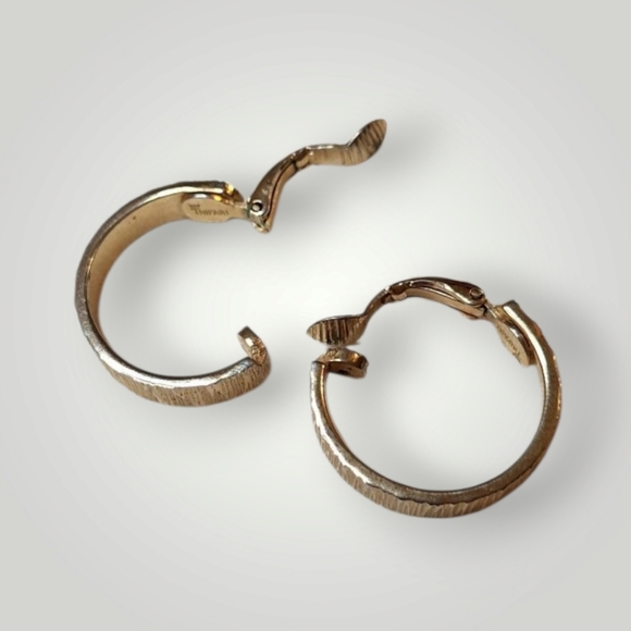 Trifari Jewelry - Trifari faux Gold Hoop clip on Earrings